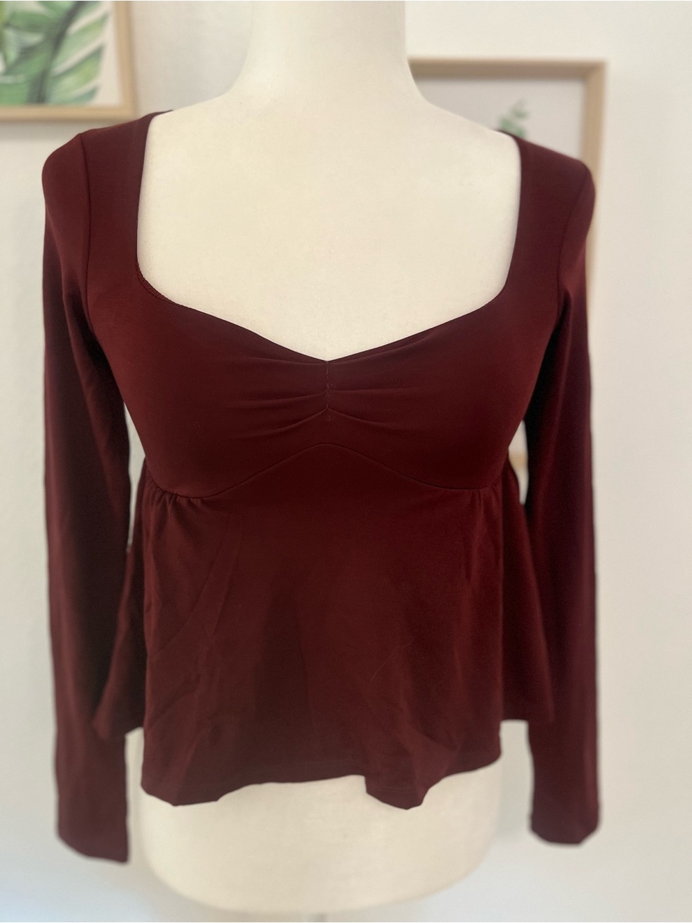 Ruched Front Red Blouse